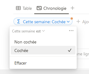 Filtrer les éléments cochés