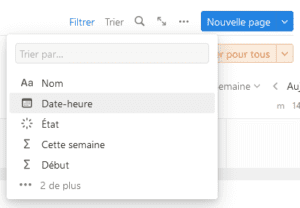 Appliquer un tri dans une base de données