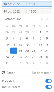 Ajouter une date de fin et un horaire