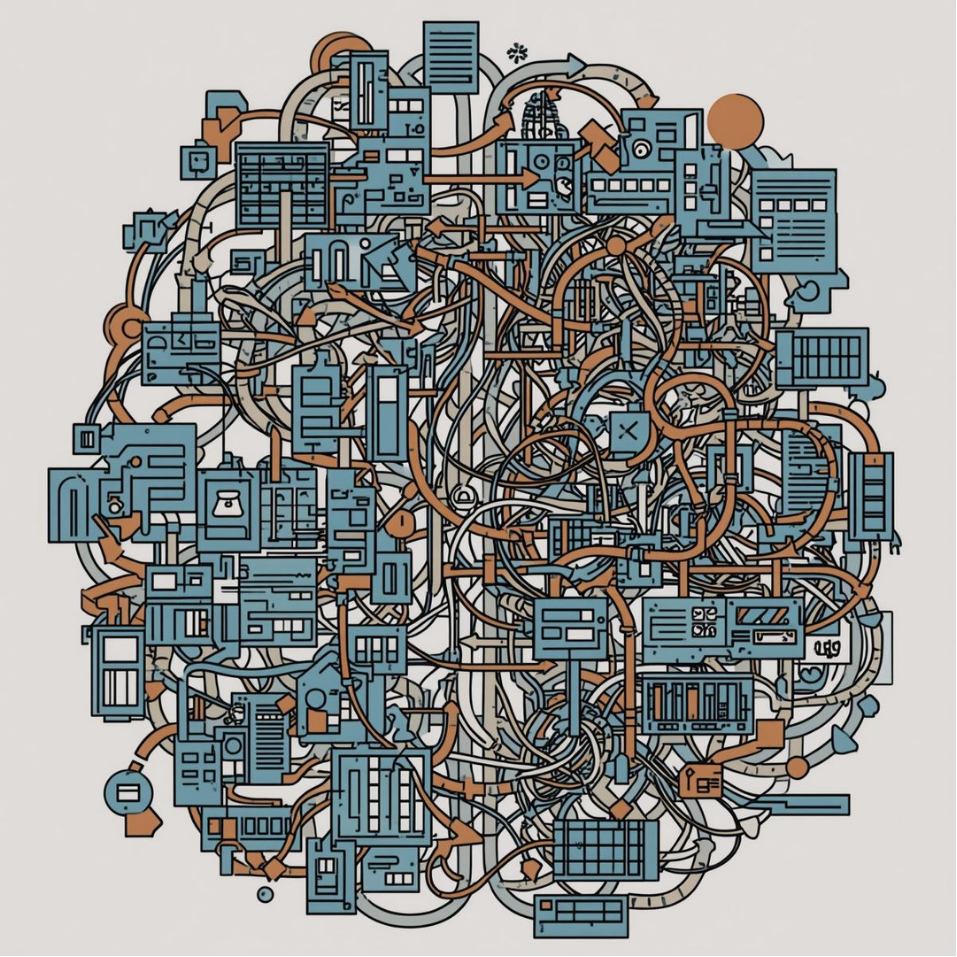 Schéma illustrant un 2ème cerveau Notion trop complexe avec trop de bases et de liens